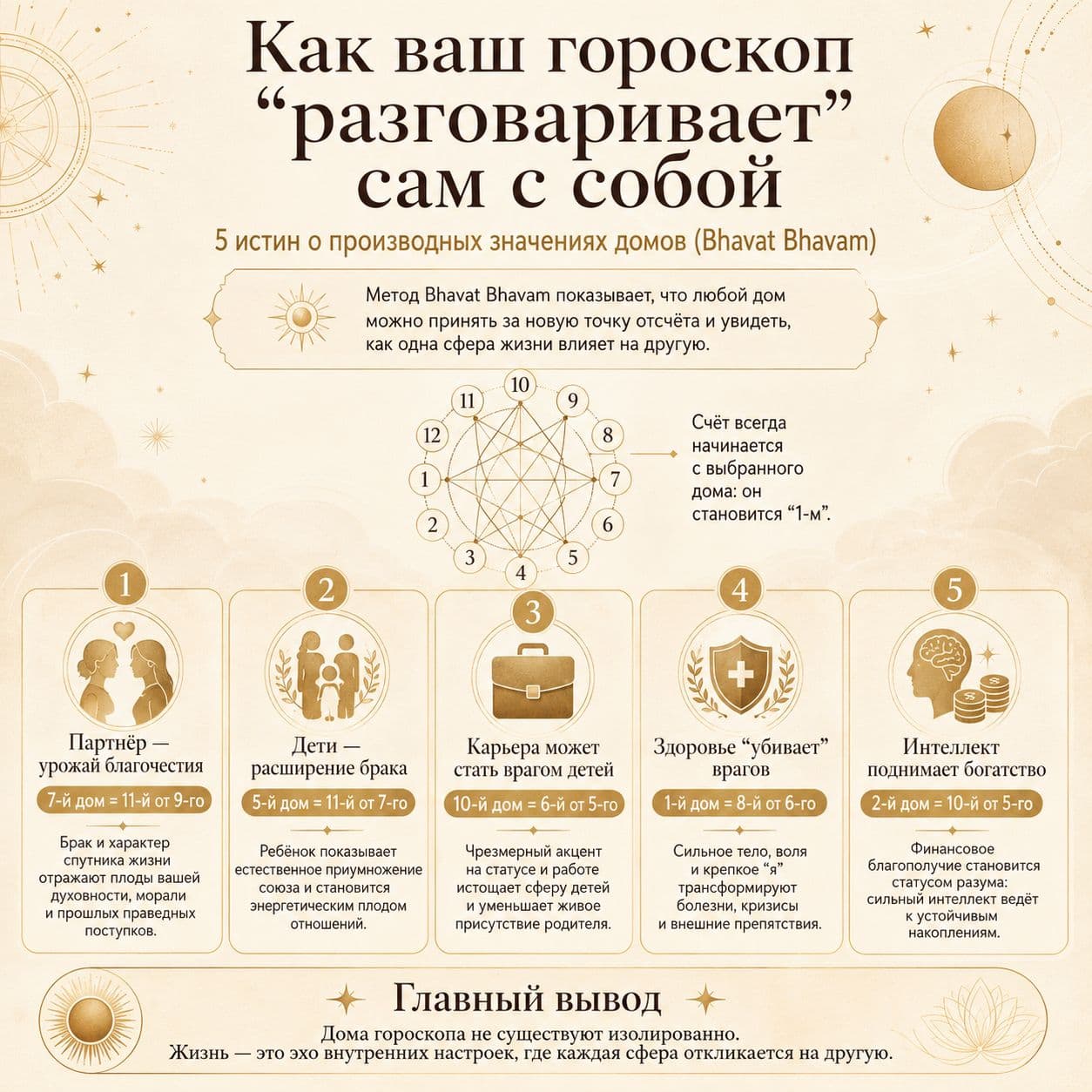 Как ваш гороскоп «разговаривает» сам с собой: 5 удивительных истин о производных значениях домов