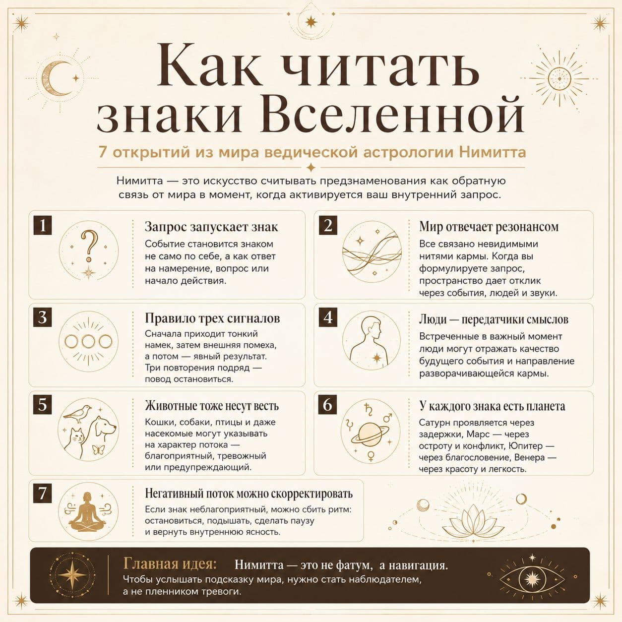 Как читать знаки Вселенной: 7 открытий из мира ведической астрологии Нимитта